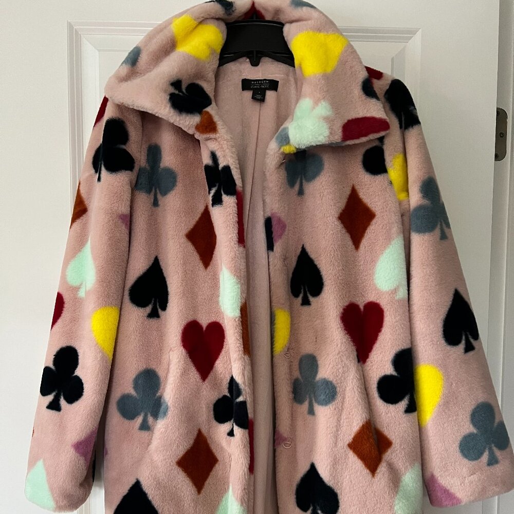 Halogen x Atlantic-Pacific Print Faux Fur Coat